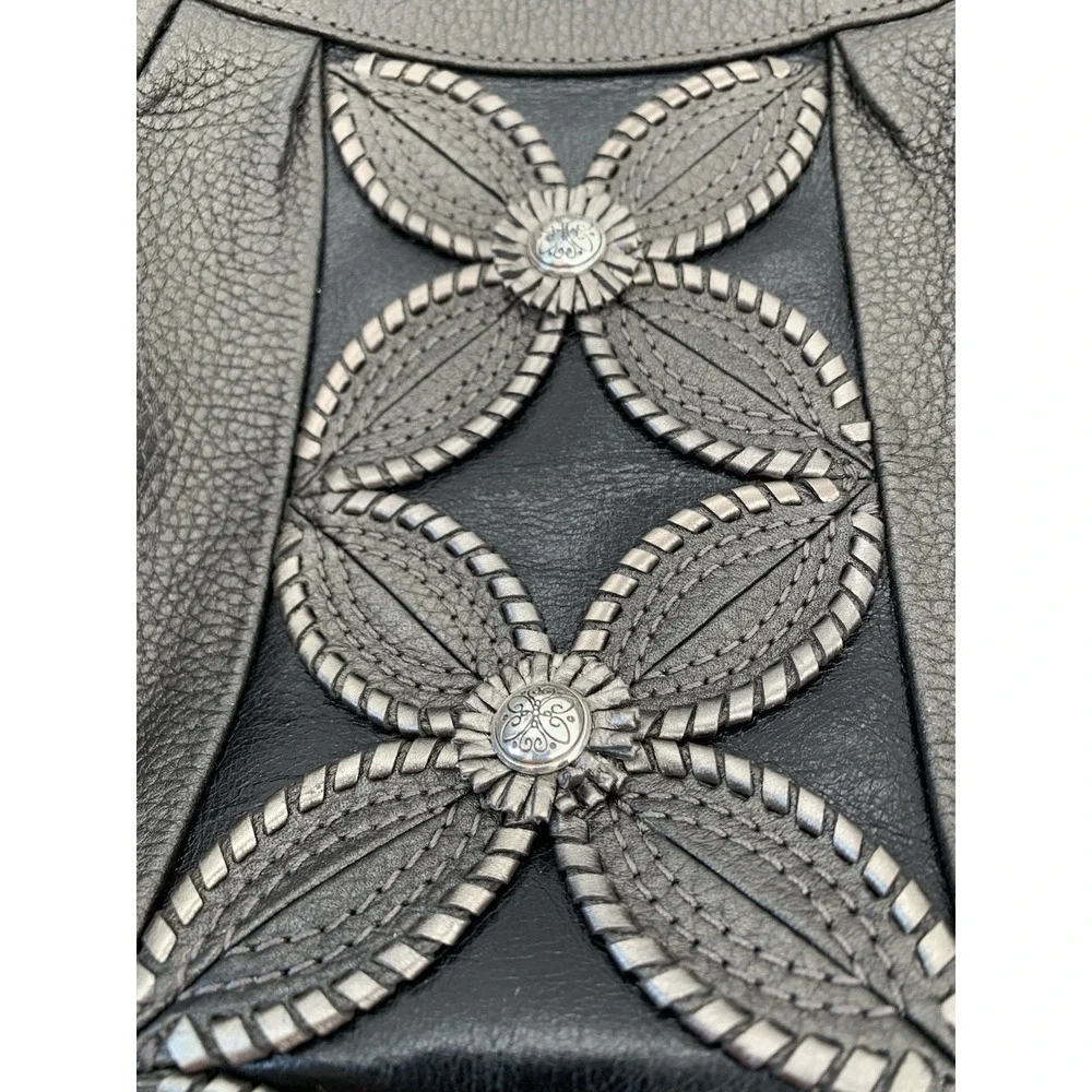 BRIGHTON‎ Masterpiece Mon Amie Shoulder Bag Metallic Pewter Leather NIB Duster